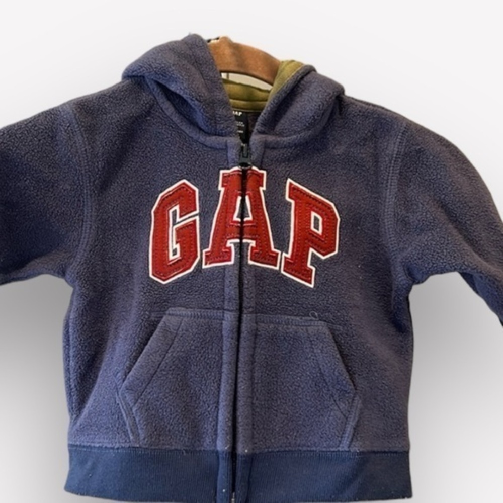 🇪🇸🐠Gap fleece hoodie full zip pockets blue burgundy green 6-12 months BUDGET